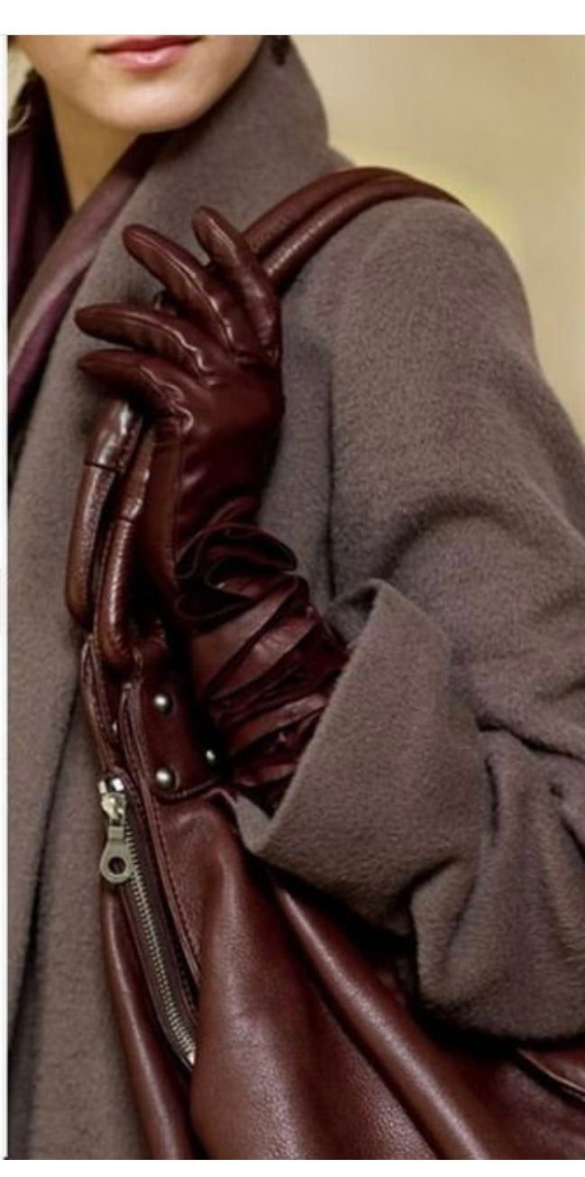 Pair de Gants en cuir marron