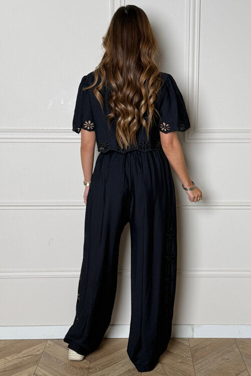 Ensemble Femme Macramé Gilet + Pantalon - Style Artisanal Bohème