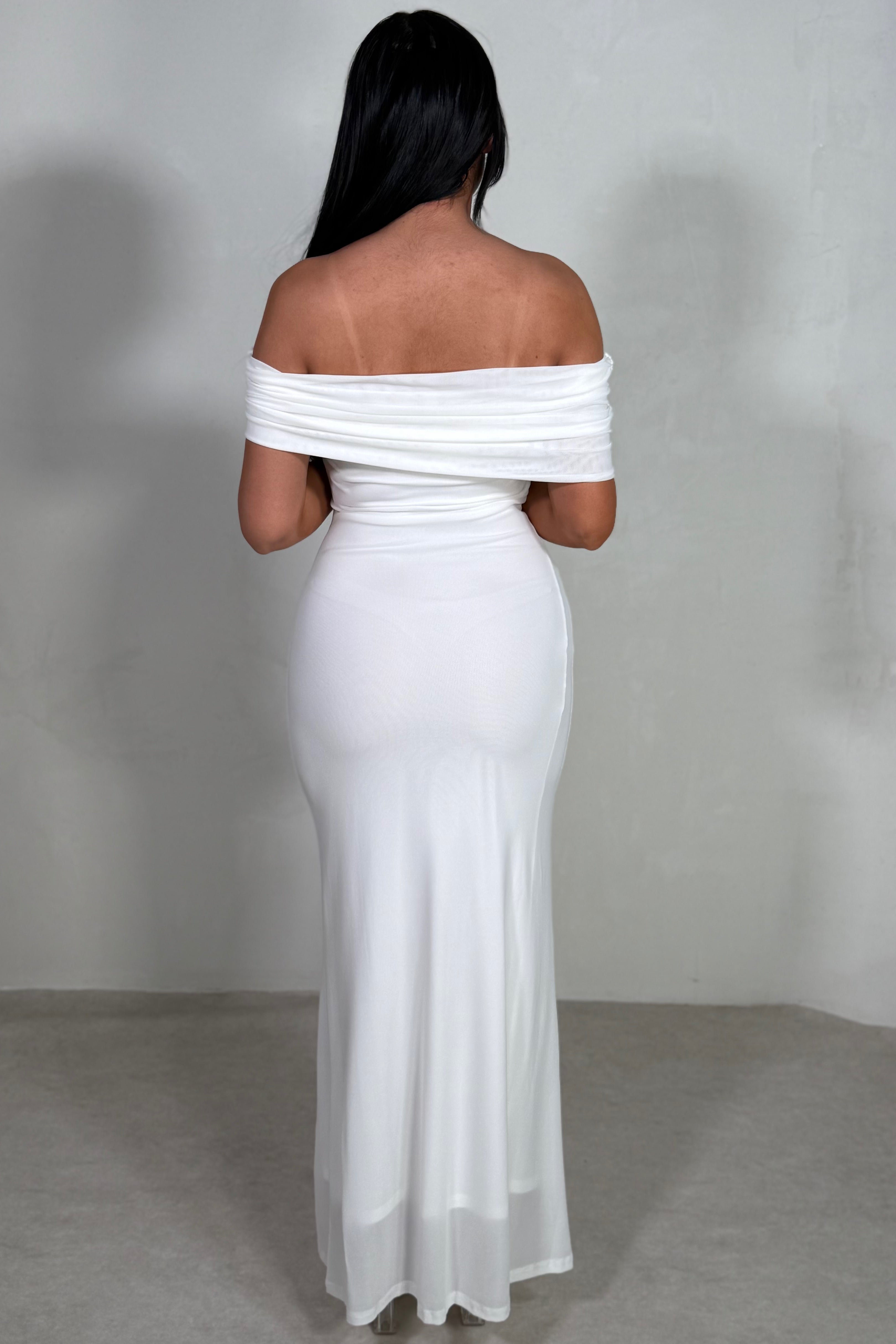 Robe Longue Soirée Épaules Dénudées Femme – Élégante & Gainante