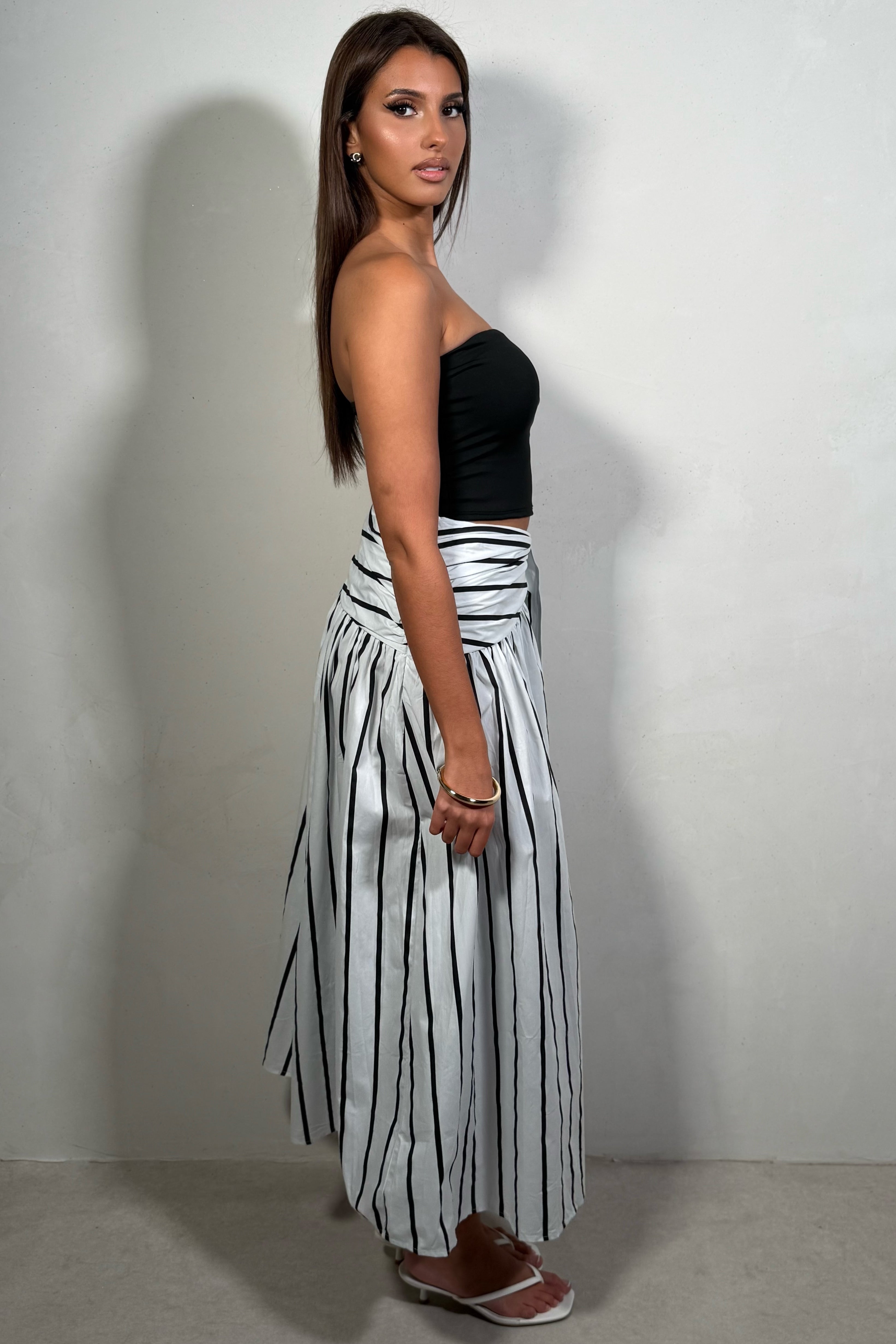 Jupe Femme Rayée à Ceinture — 100% Coton
