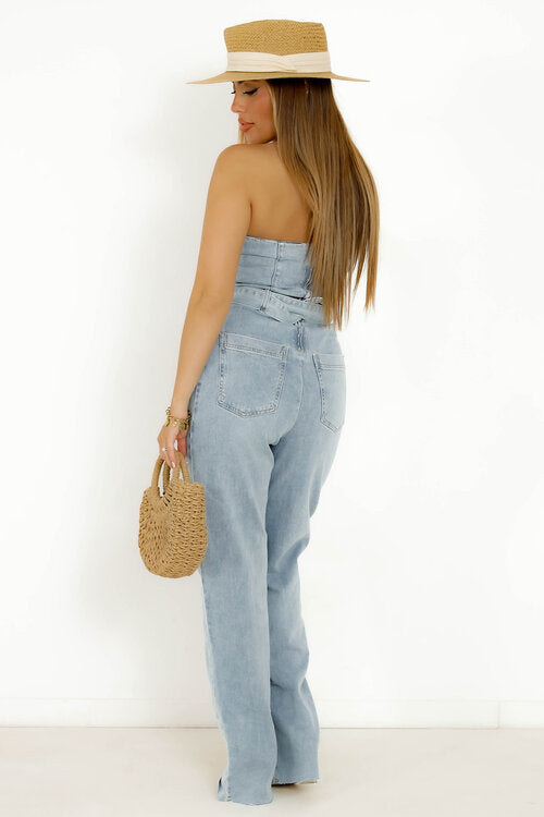 Combinaison Denim Décolleté en Coeur