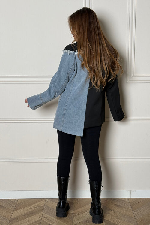 Blazer Bimatière Denim Déstructuré