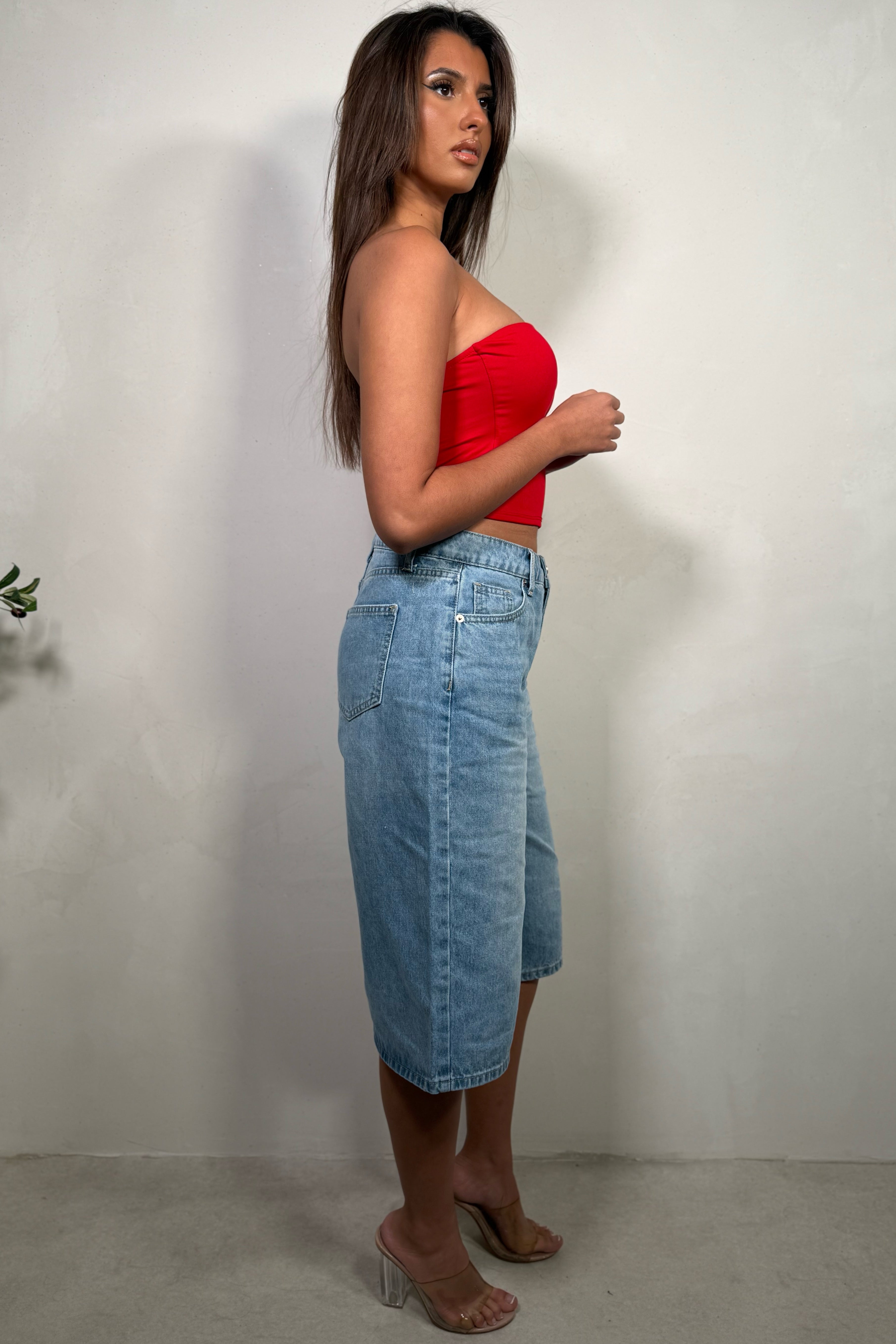 Bermuda Large en Jean Délavé – Coupe Relaxed Femme