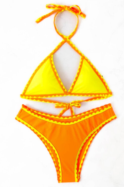 Maillot de Bain Bicolore Femme Jaune