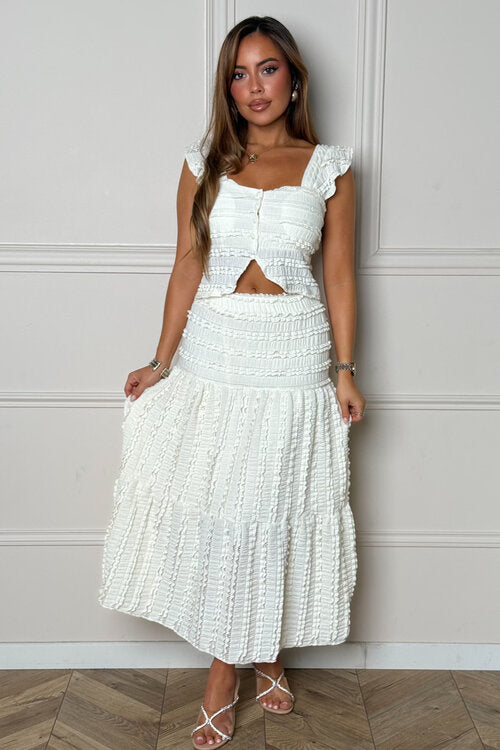 Ensemble Froufrou Top Bouton + Jupe Femme