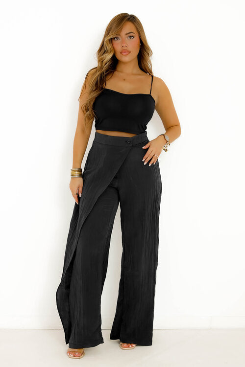 Pantalon Porte Feuille Satin Crêpe Femme