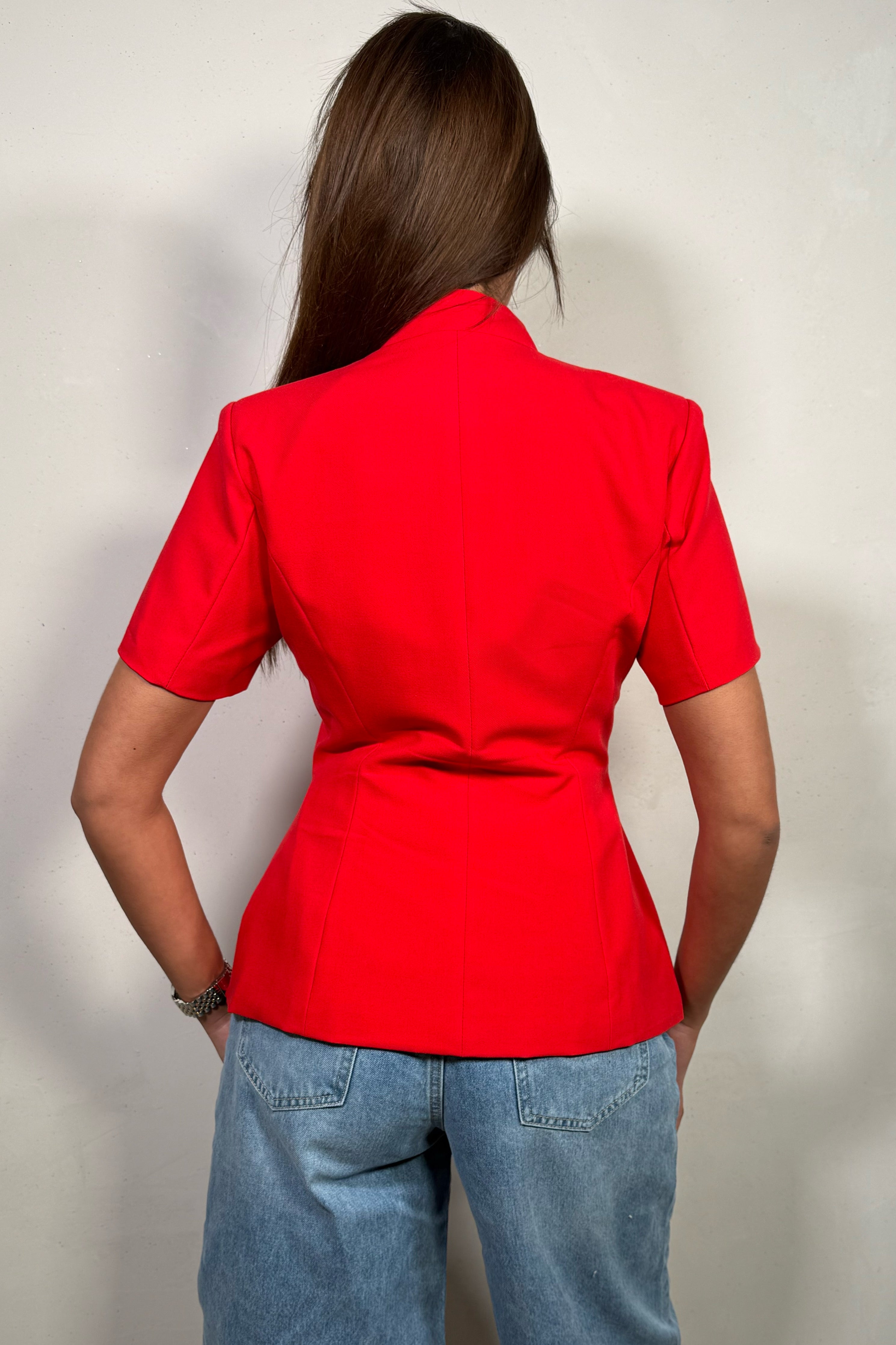 Veste Manches Courtes Nœuds Traditionnels Rouge Passion