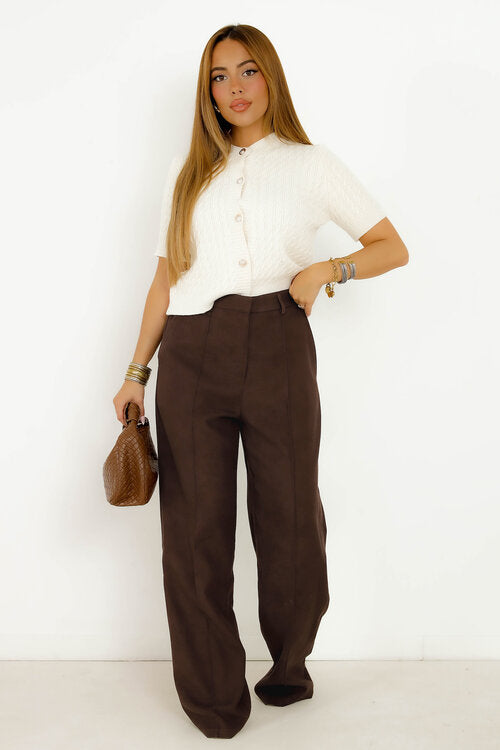 Pantalon à Pinces Feutré Femme