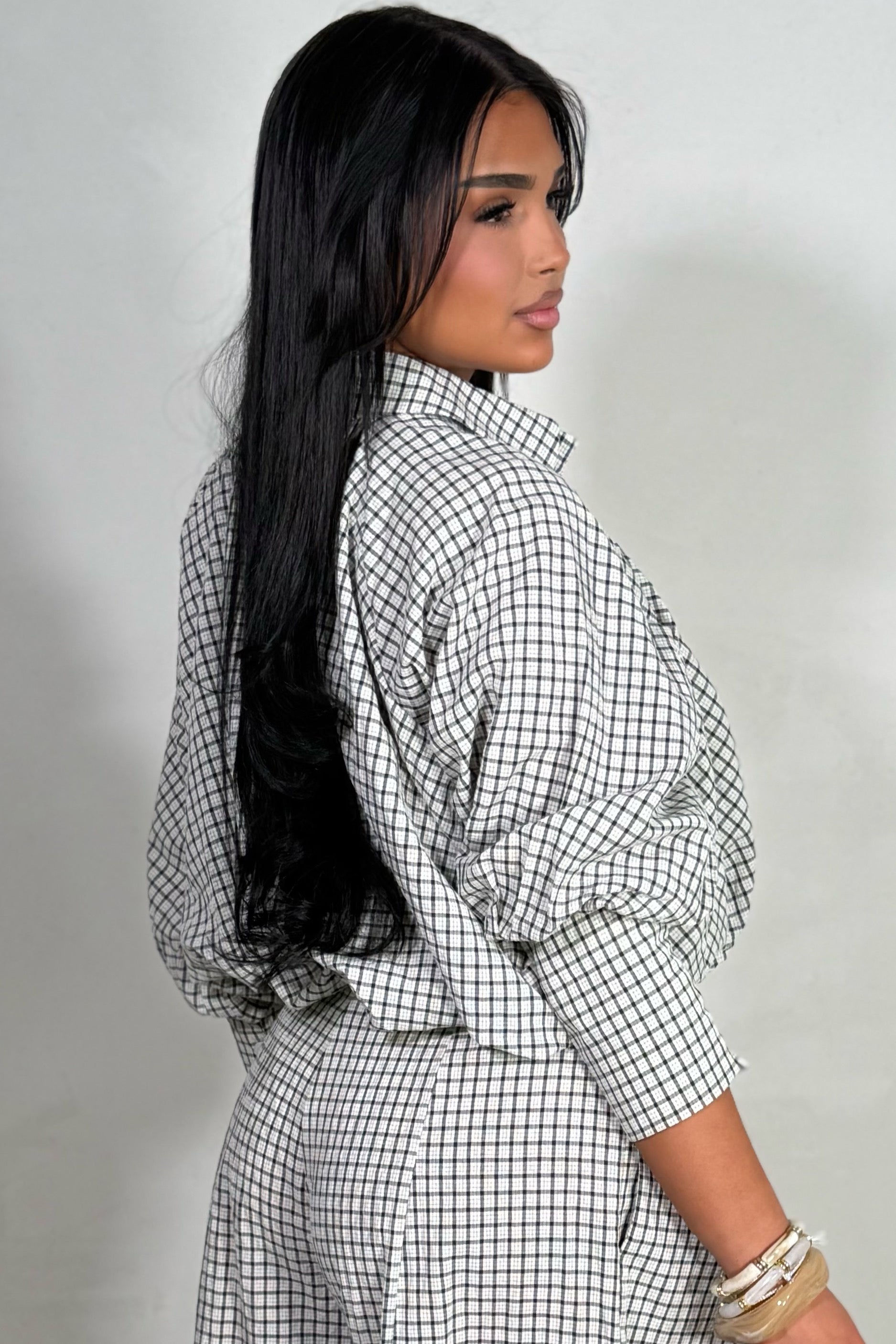 Chemise Oversize Carreaux Manches Chauve-Souris – 100% Coton Femme