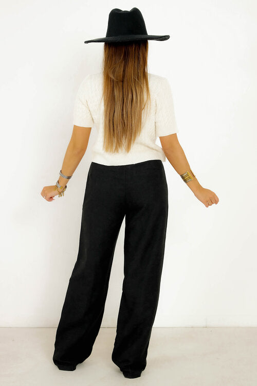 Pantalon à Pinces Feutré Femme