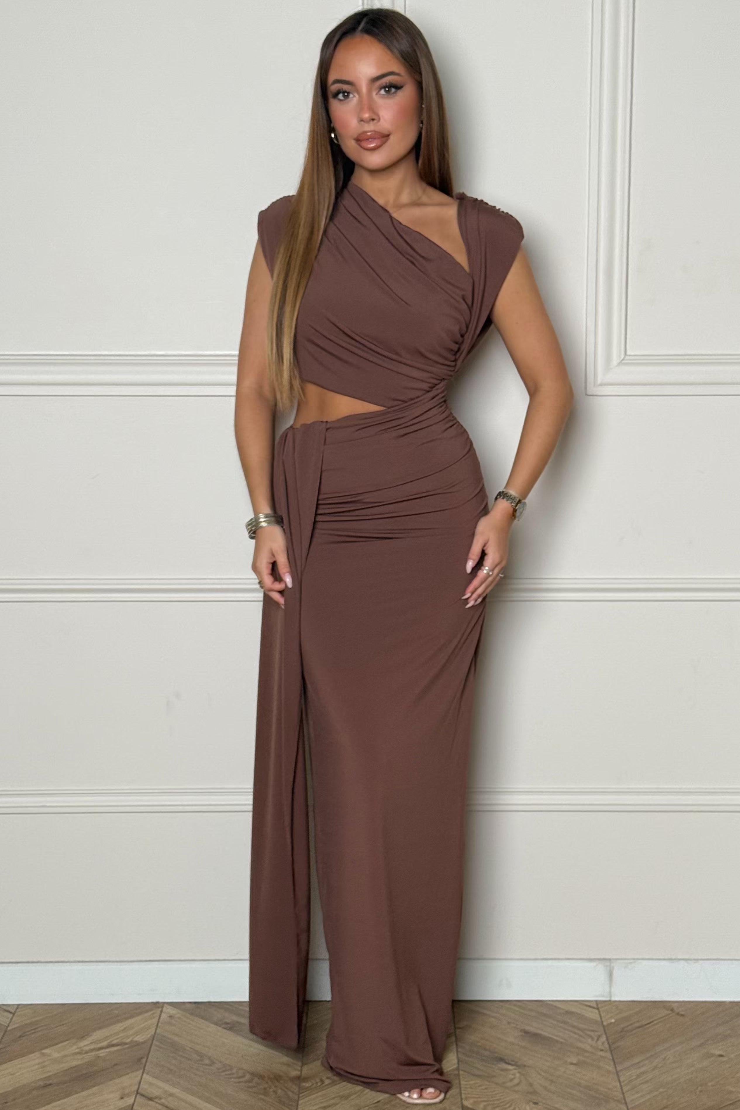 Robe Drapée Asymétrique Femme