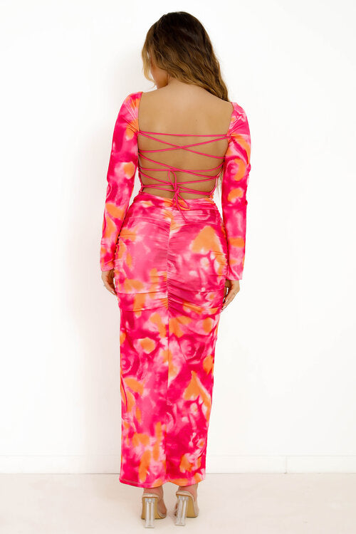 Robe Manches Longues Imprimée