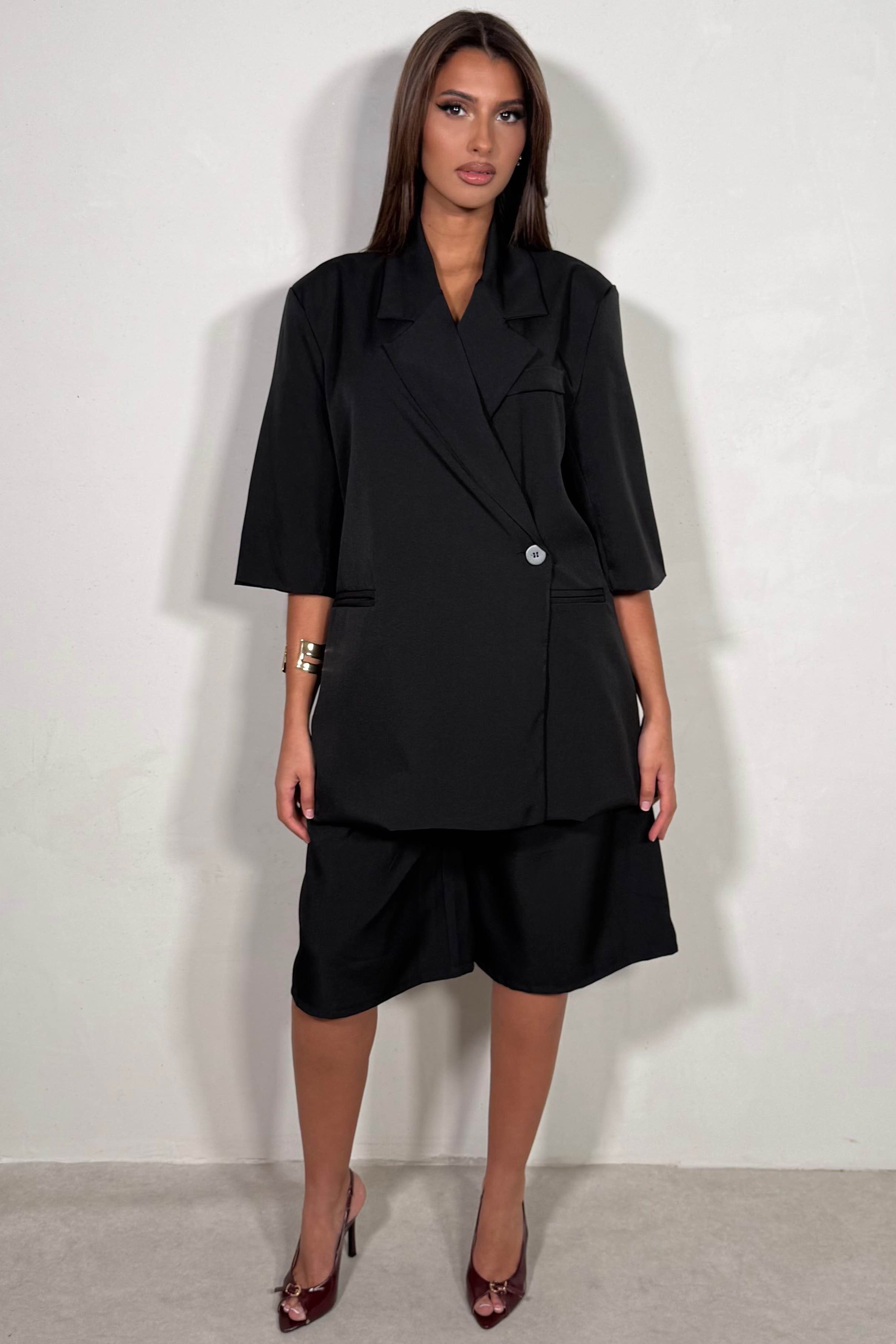 Ensemble Tailleur Bermuda & Blazer Croisé Manches Courtes