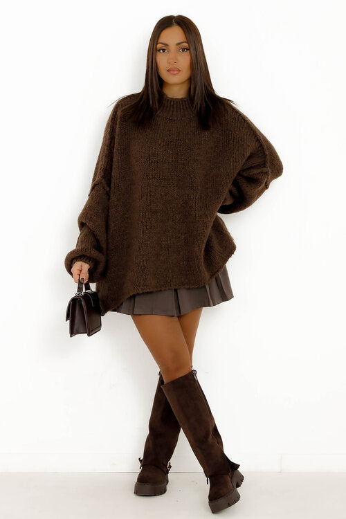 Pull Robe en Maille Col Montant