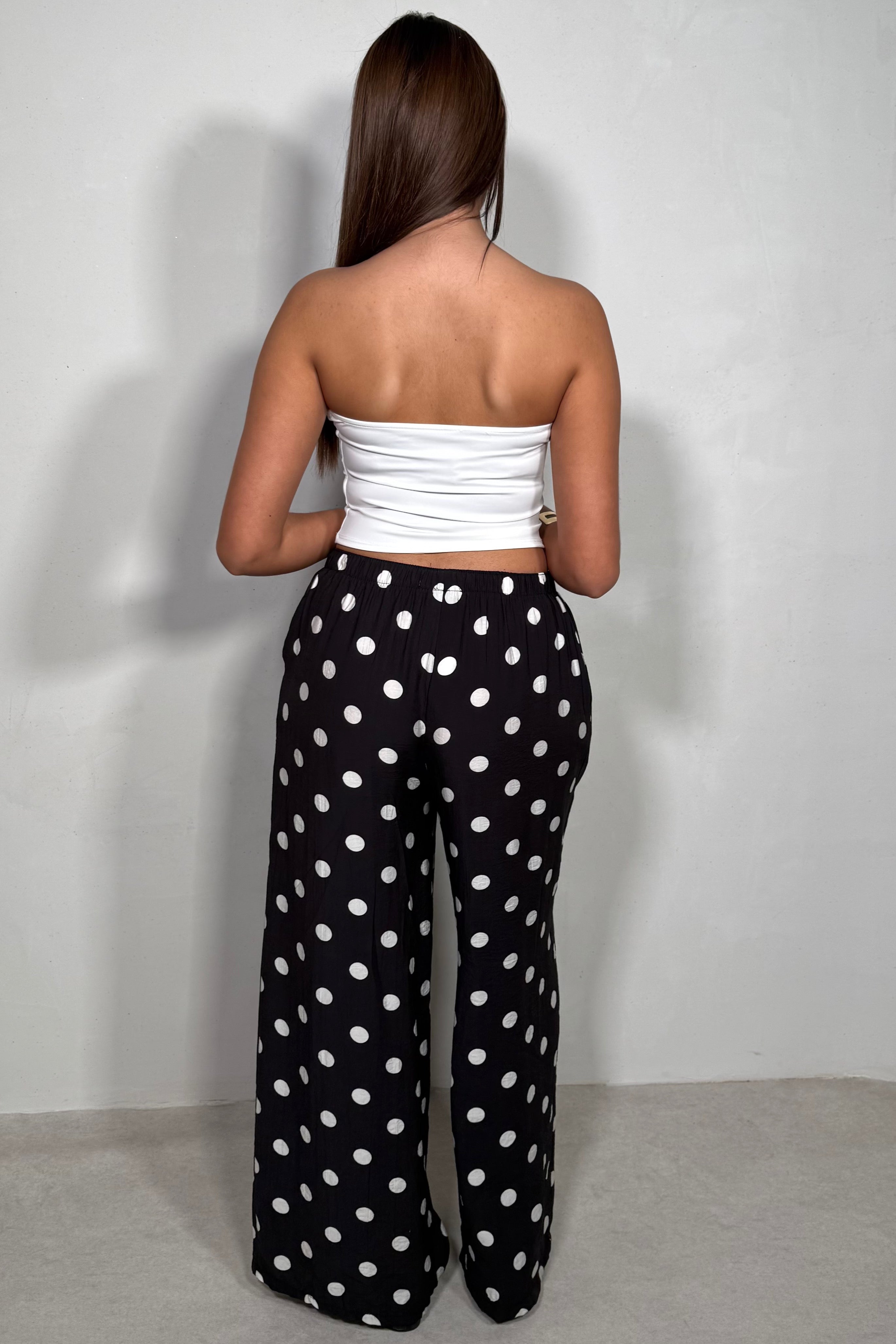 Pantalon Large Fluide À Pois Femme
