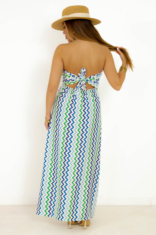 Robe Bustier Zigzag Dos Noué