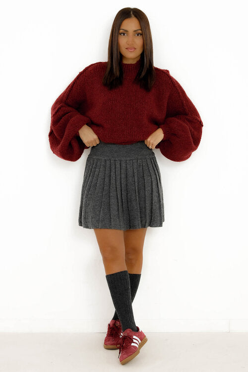 Jupe Plissée en Maille Femme