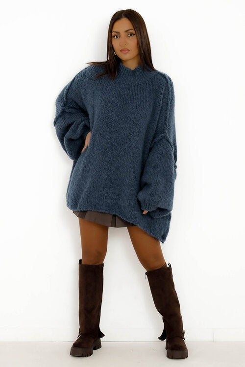 Pull Robe en Maille Col Montant