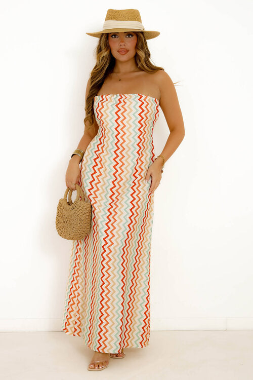 Robe Bustier Zigzag Dos Noué