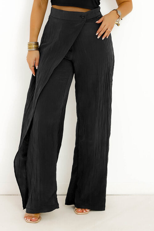 Pantalon Porte Feuille Satin Crêpe Femme