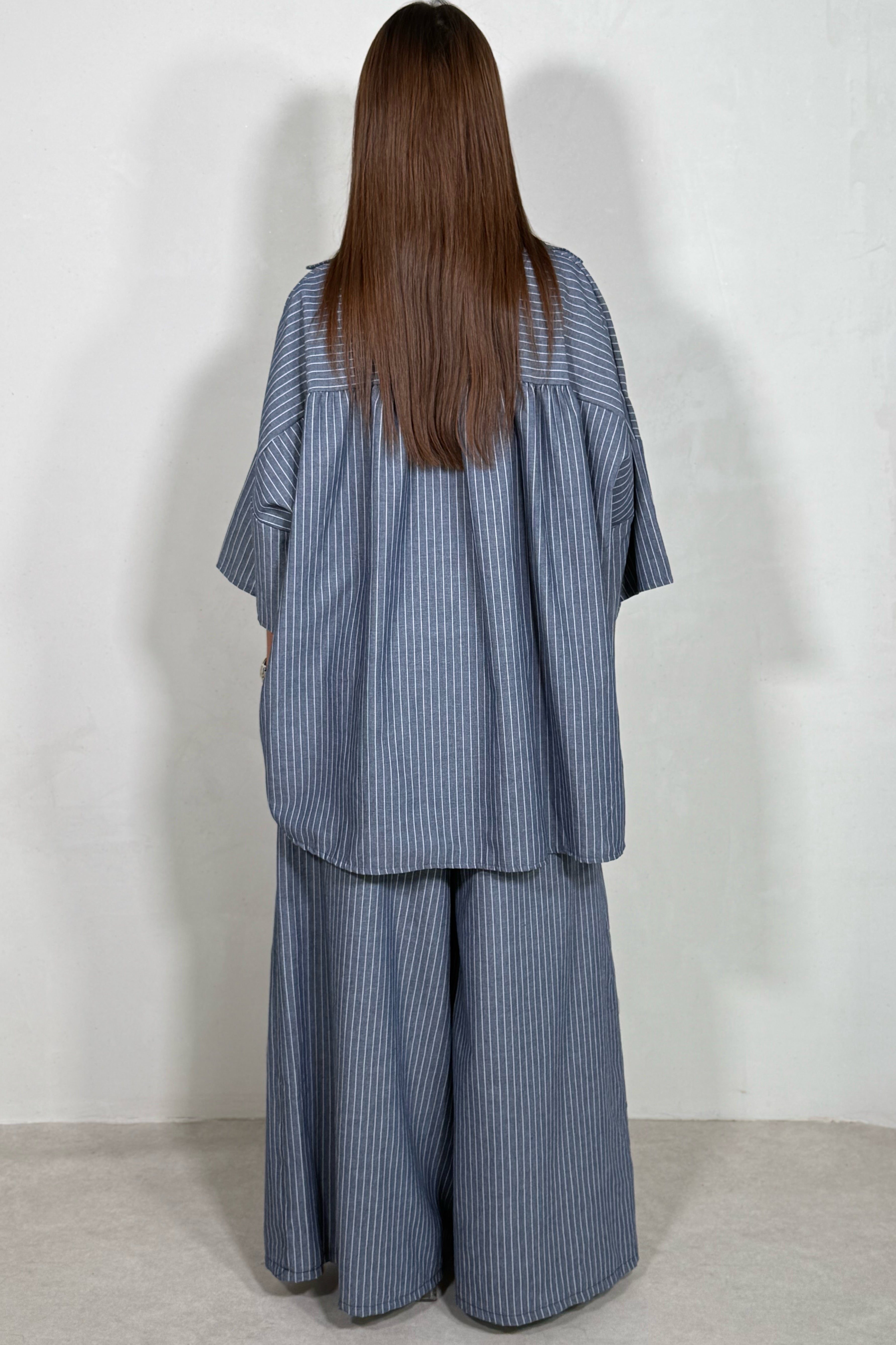 Ensemble Fluide Rayé Femme | Chemise Oversize & Pantalon Large