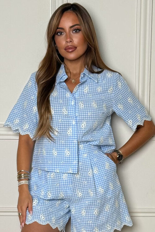 Chemise Vichy + Broderie Femme