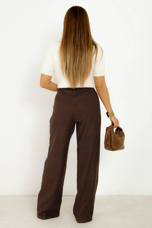 Pantalon à Pinces Feutré Femme