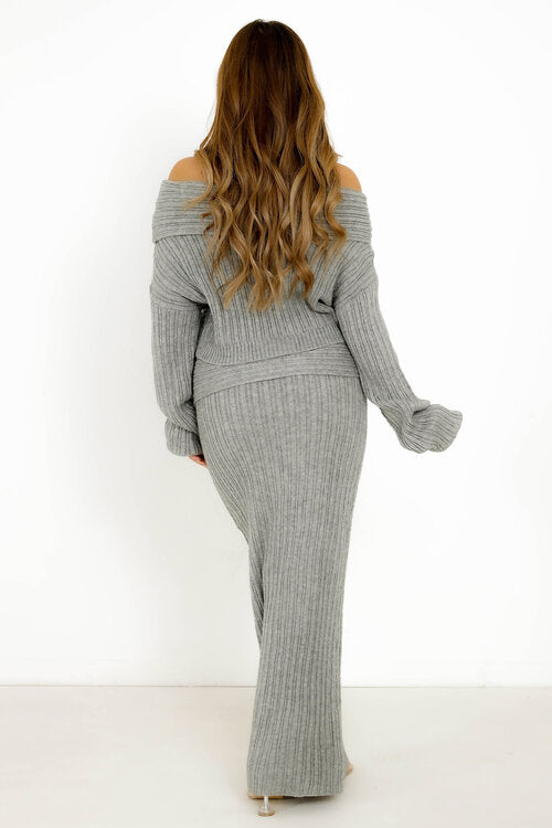 Ensemble Pull Col Bateau + Jupe Longue
