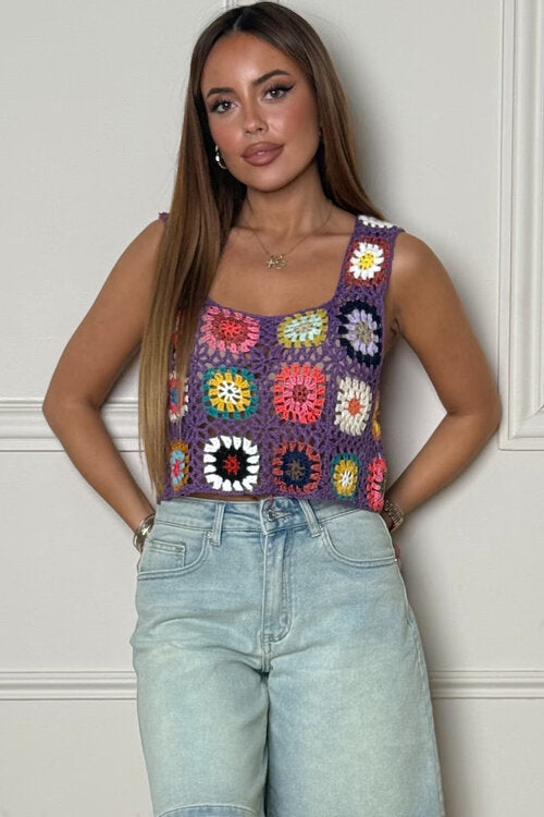 Top Crochets à Fleurs Femme