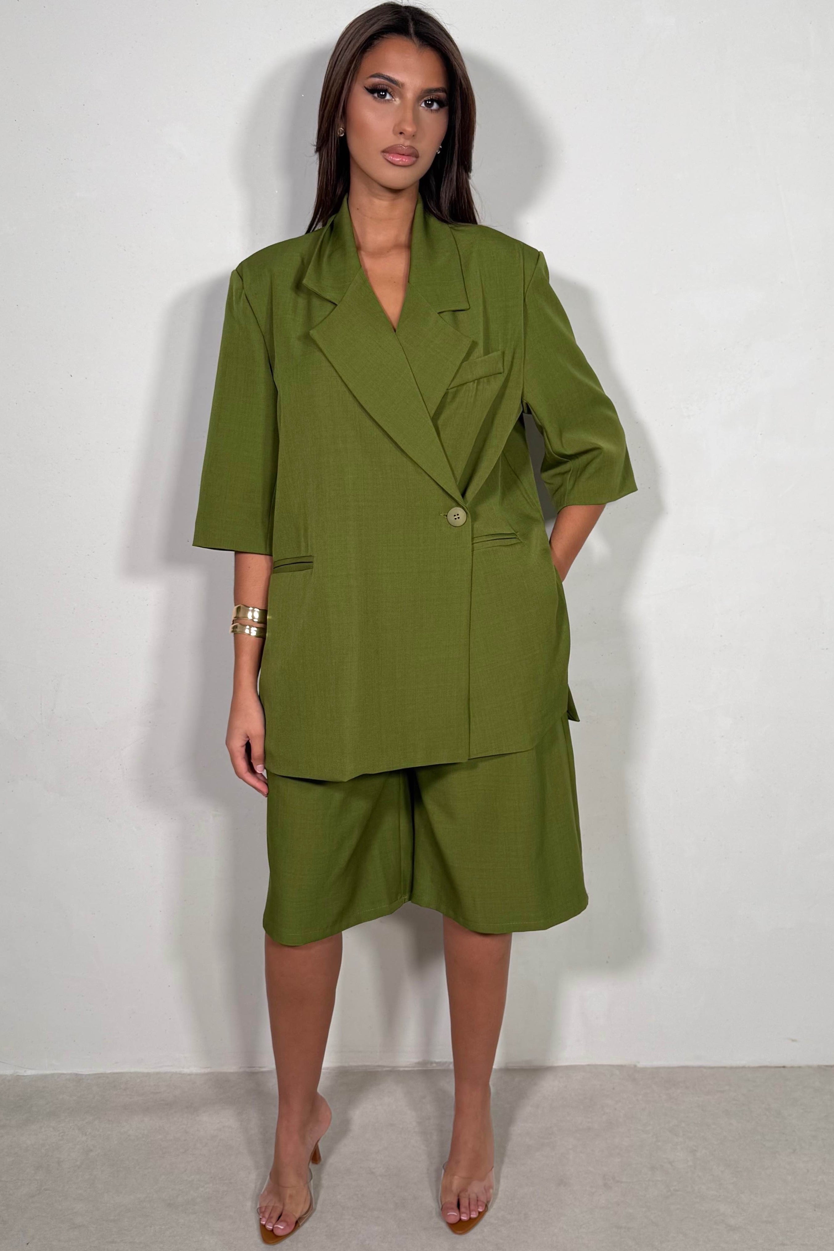 Ensemble Tailleur Bermuda & Blazer Croisé Manches Courtes