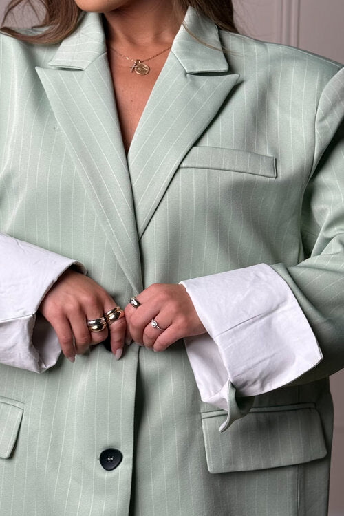 Blazer Oversize Rayé à Revers