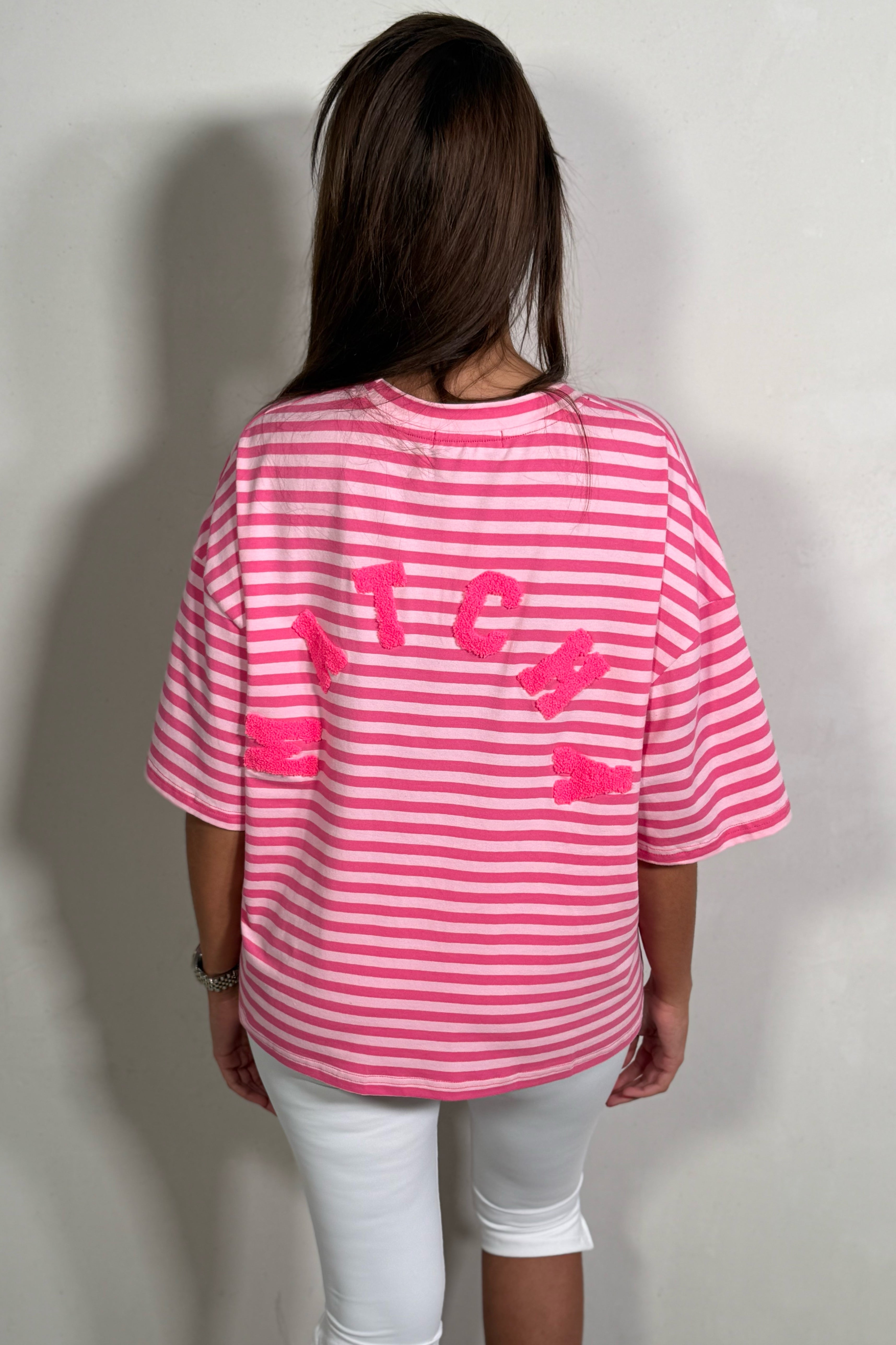 T-Shirt Marinère Oversize Broderie Bouclette Matcha – Casual Chic Femme