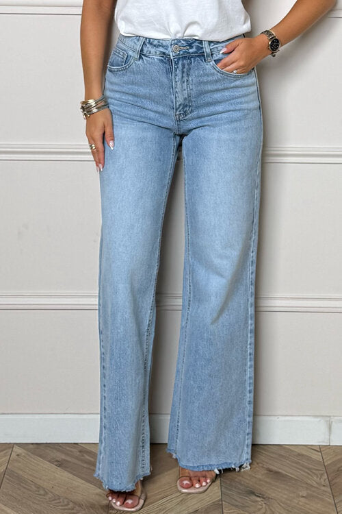 Jeans Large Bas Effiloché