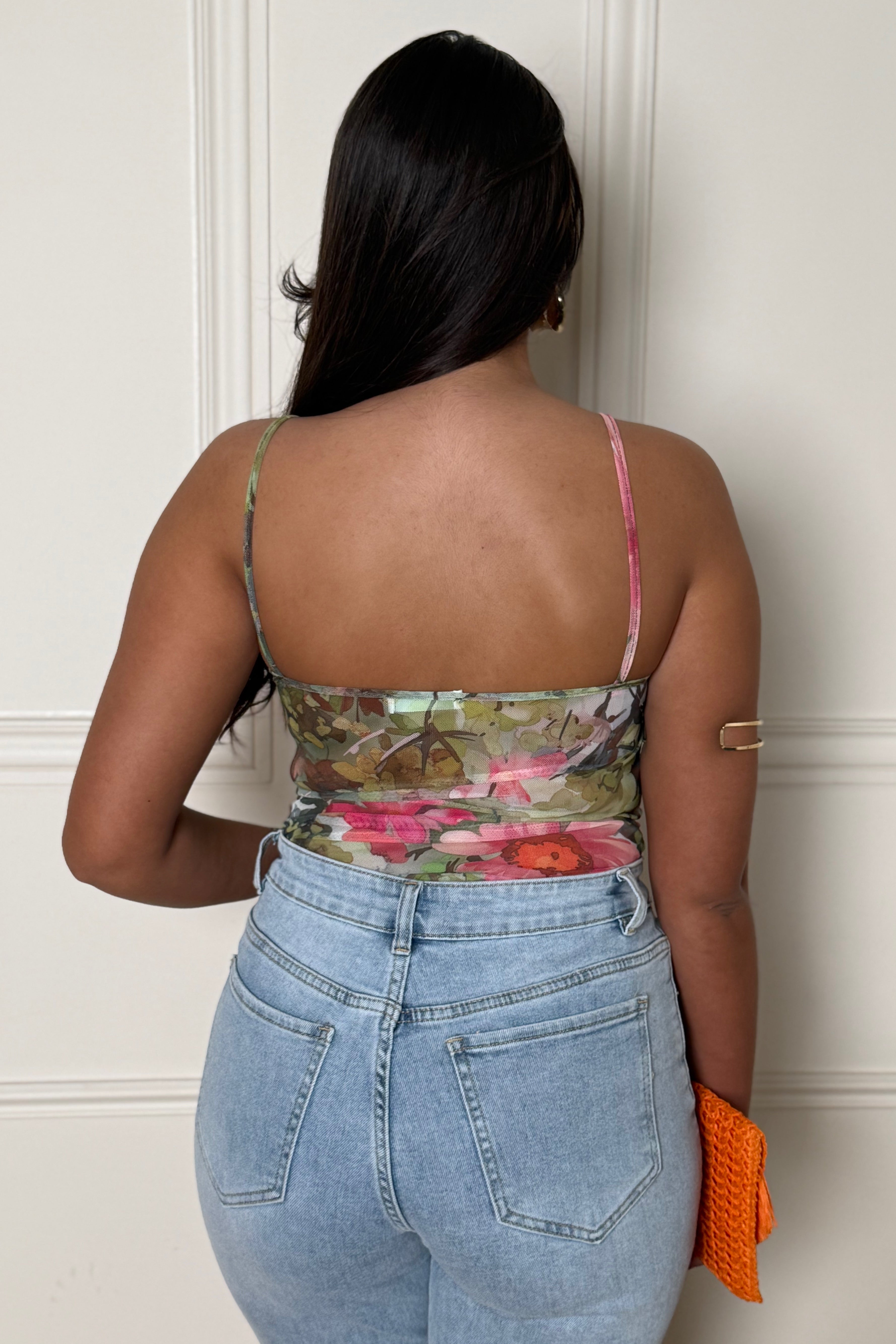Body Femme Tulle Imprimé Fleurs Délicat - Style Romantique Féminin