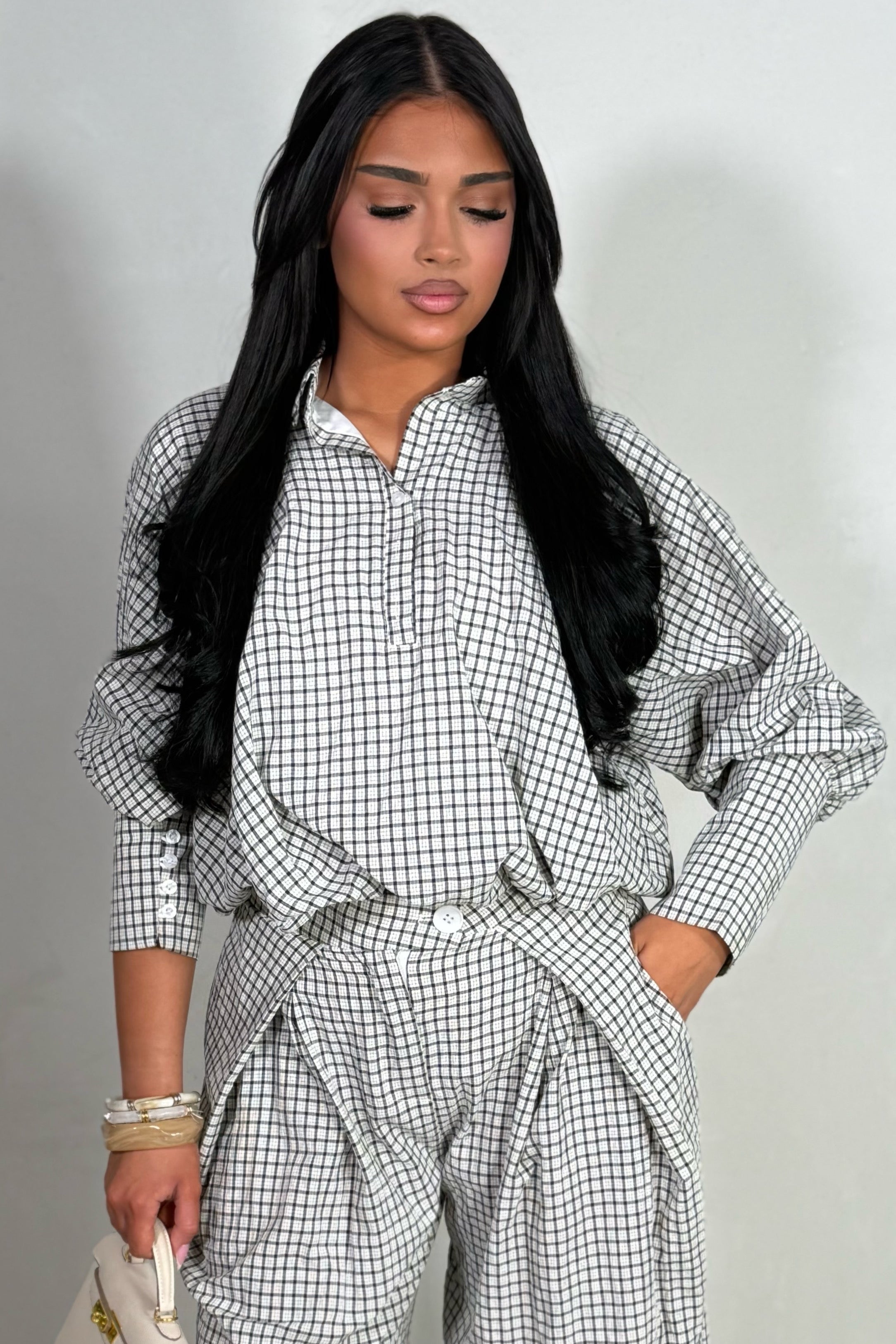Chemise Oversize Carreaux Manches Chauve-Souris – 100% Coton Femme