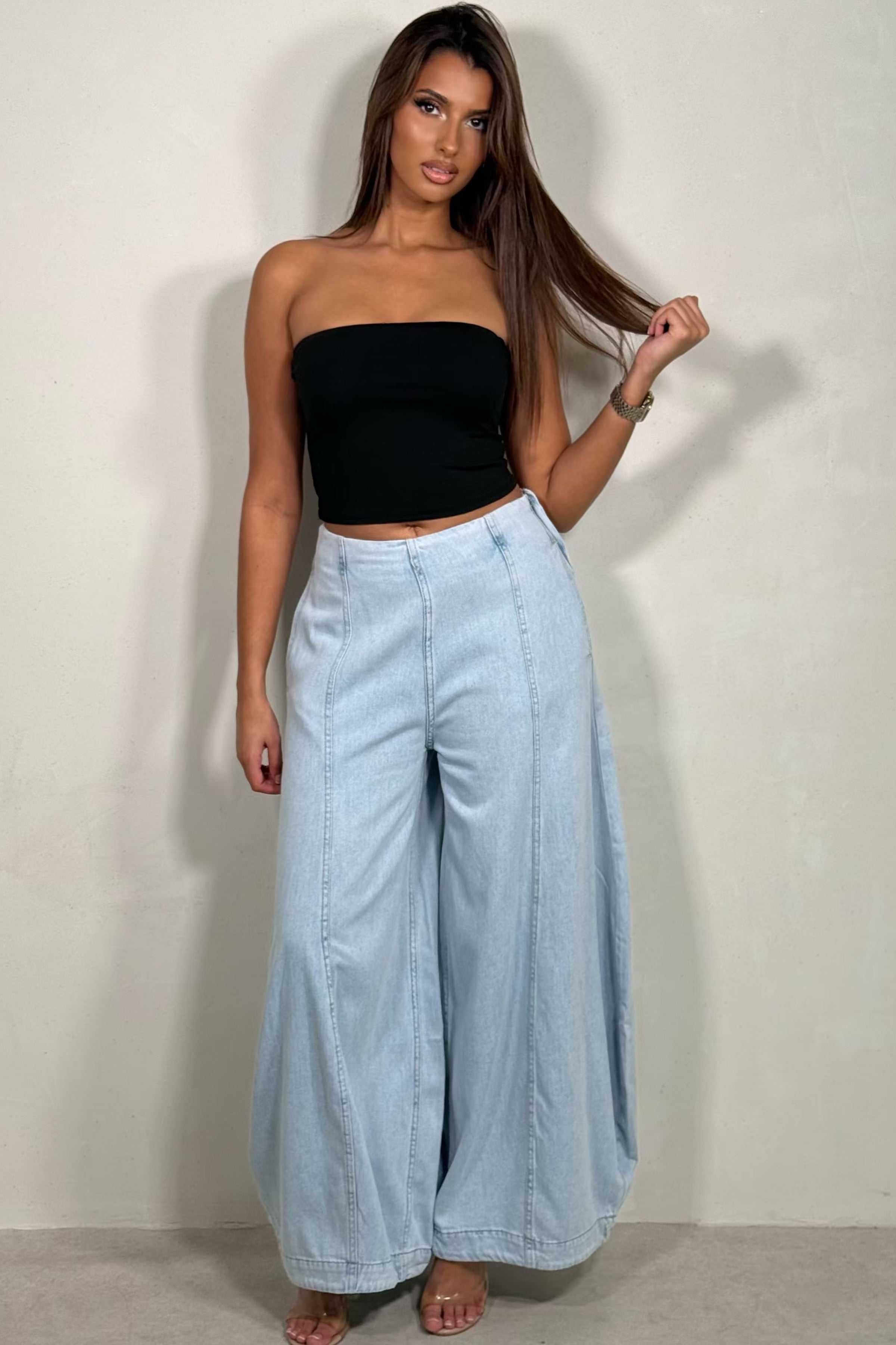 Jean Femme Coupe Horseshoe Fluide Delavage Clair
