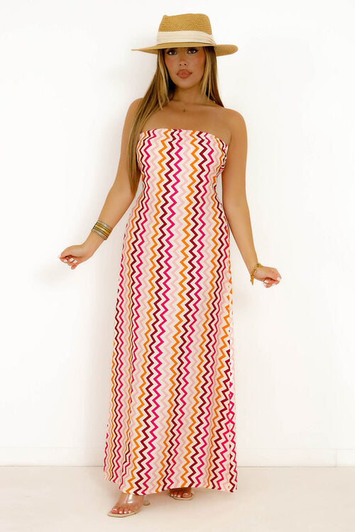 Robe Bustier Zigzag Dos Noué