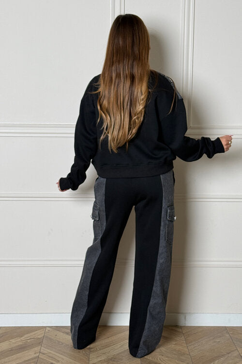 Ensemble Denim Bimatière Sweat + Jogging Femme