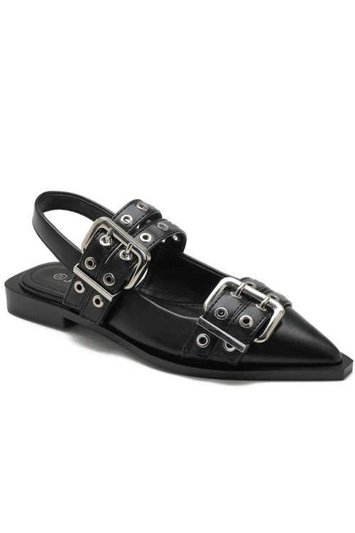 Détail oeillets boucles mules bout pointu élégantes - Blooshop