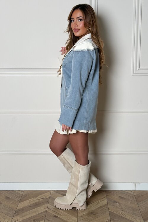 Blazer Bimatière Denim Déstructuré