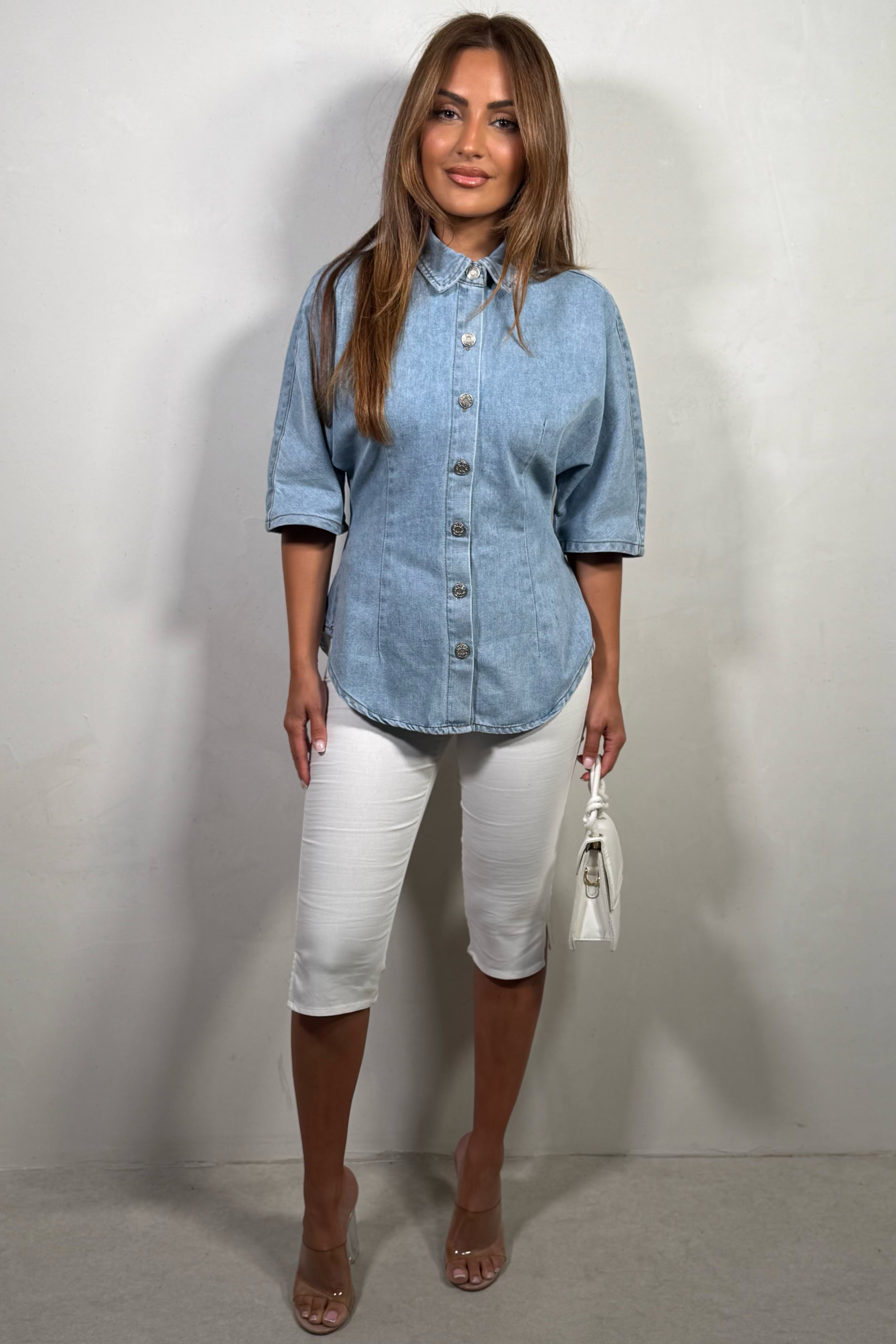 Veste-Chemise en Denim Léger – Style Oversize Femme