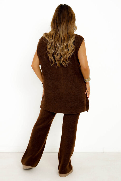 Ensemble Tailleur Femme Gilet Sans Manches et Pantalon - Look Professionnel Chic