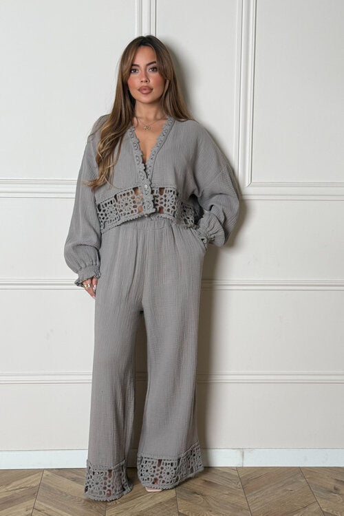 Ensemble Crochets Blouse + Pantalon Femme