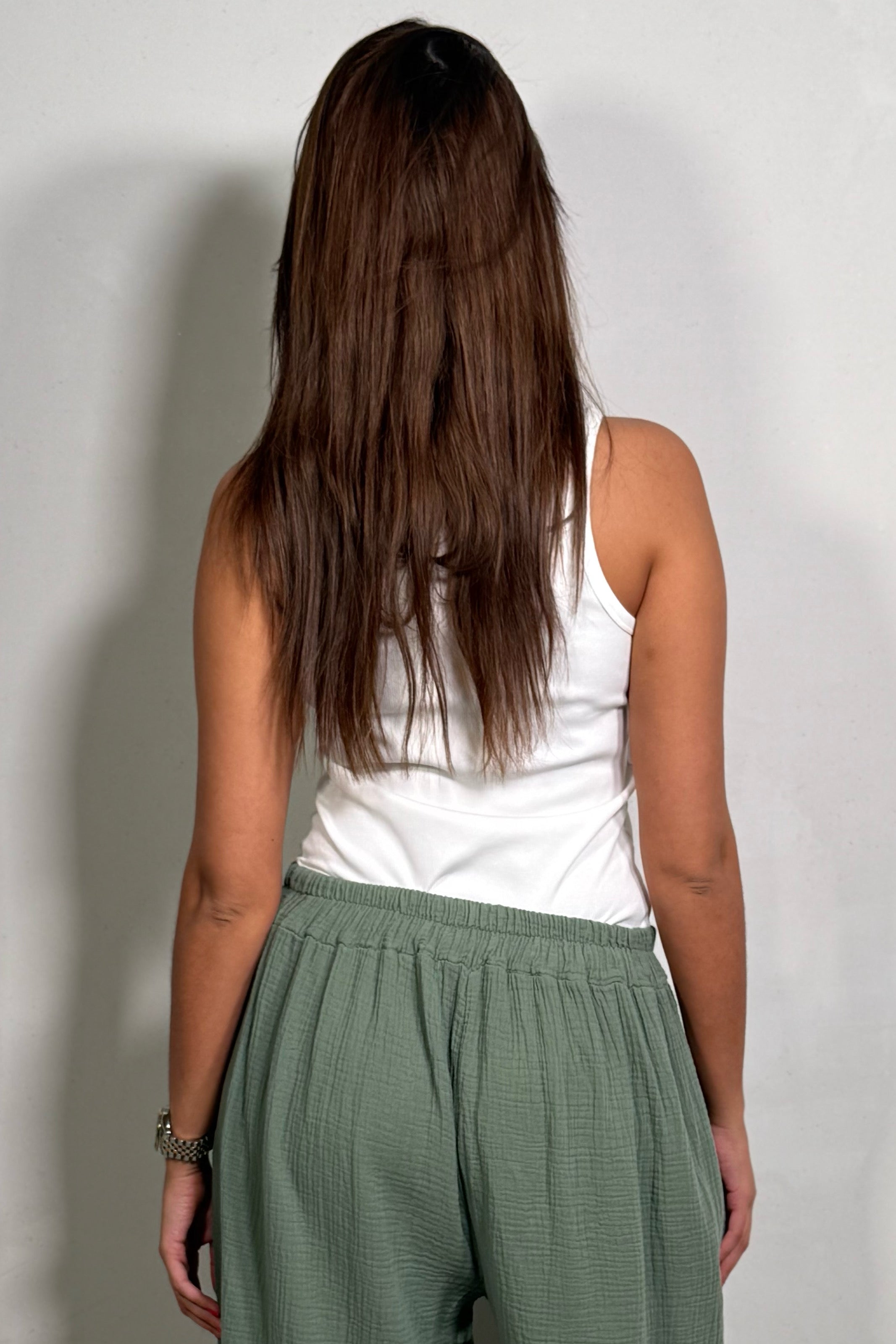 Top Débardeur à Motif Cactus Perlé – Blanc Femme