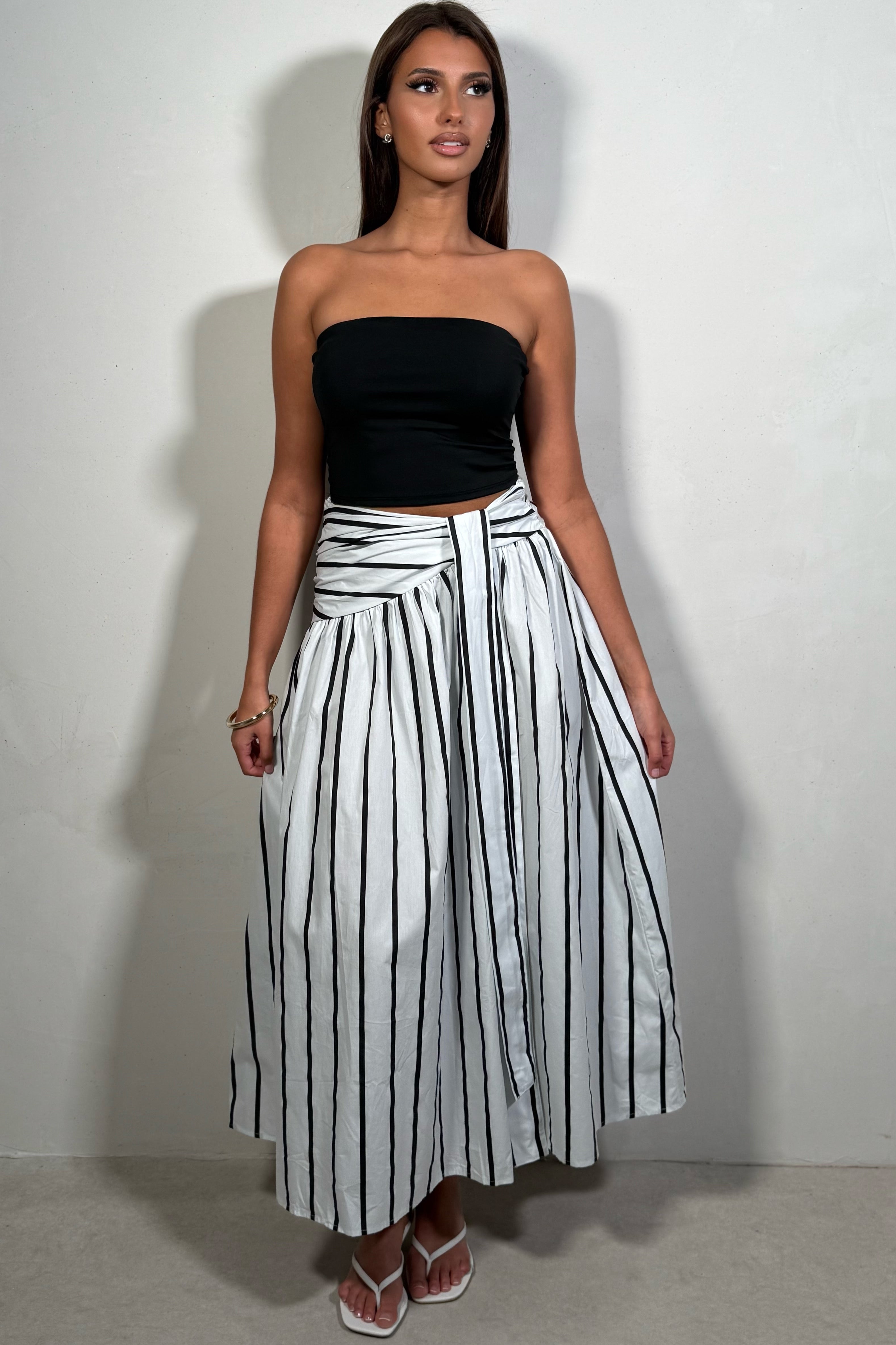 Jupe Femme Rayée à Ceinture — 100% Coton