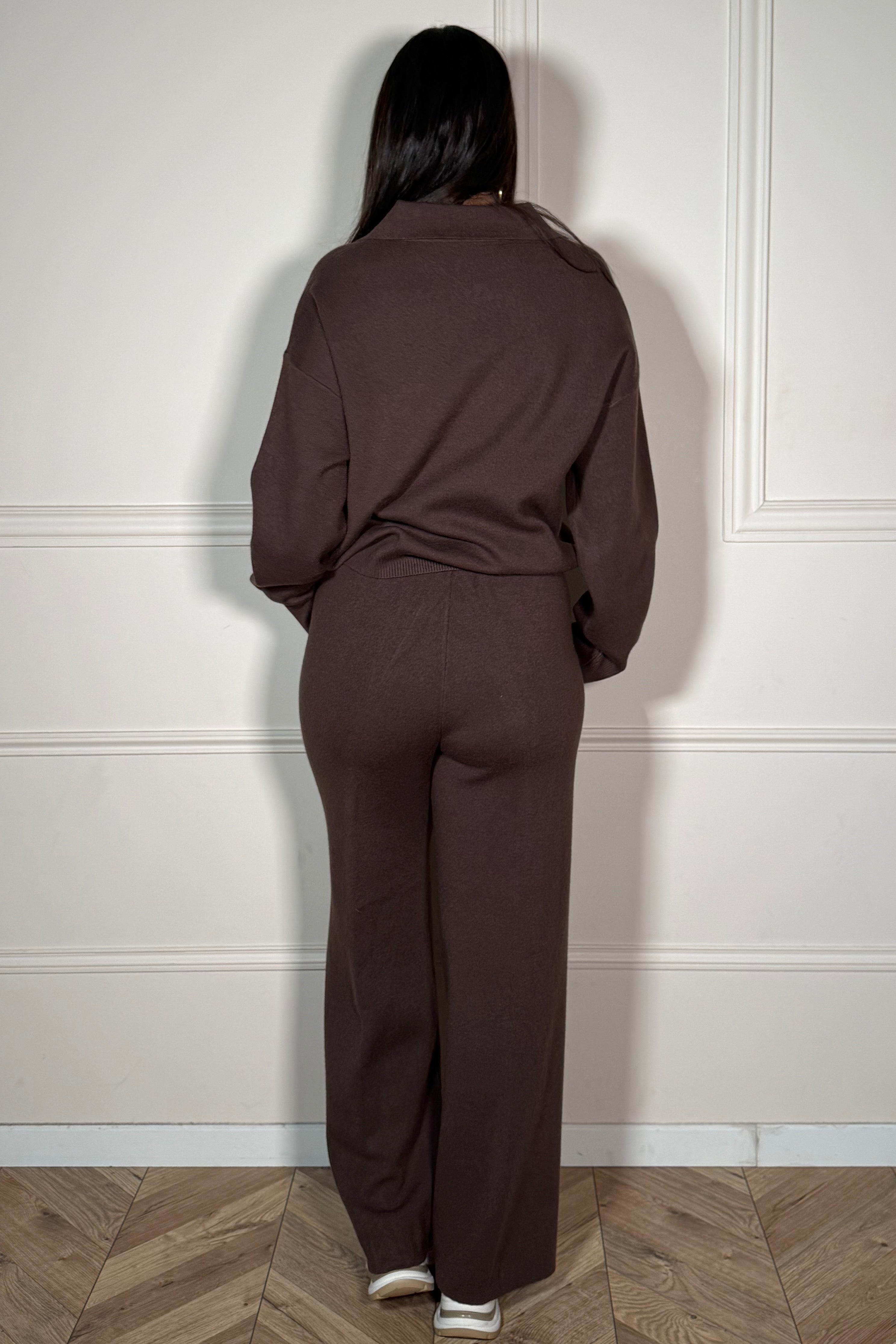 Ensemble Maille Pull Encolure V + Pantalon Femme - Confort Coordonné