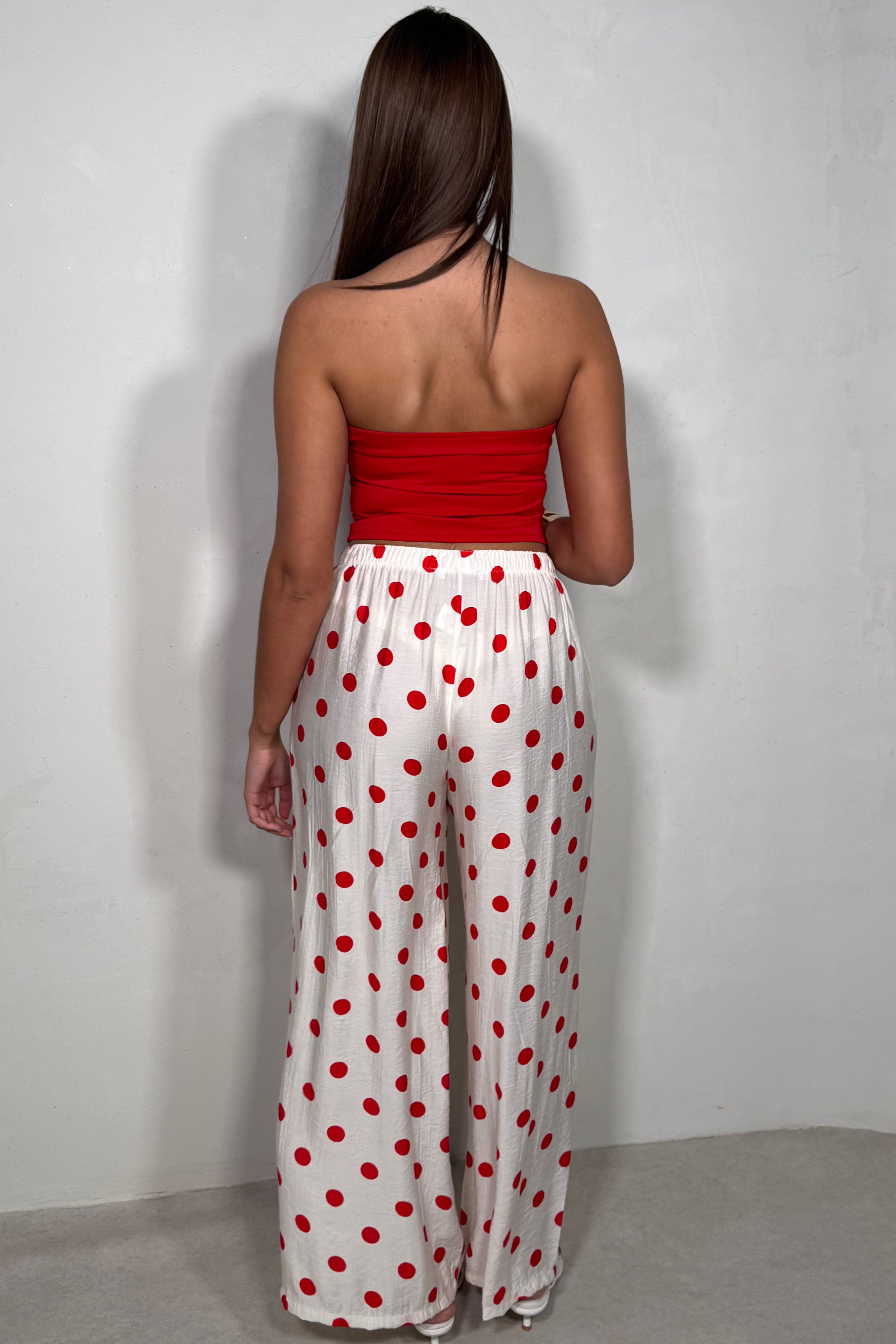 Pantalon Large Fluide À Pois Femme