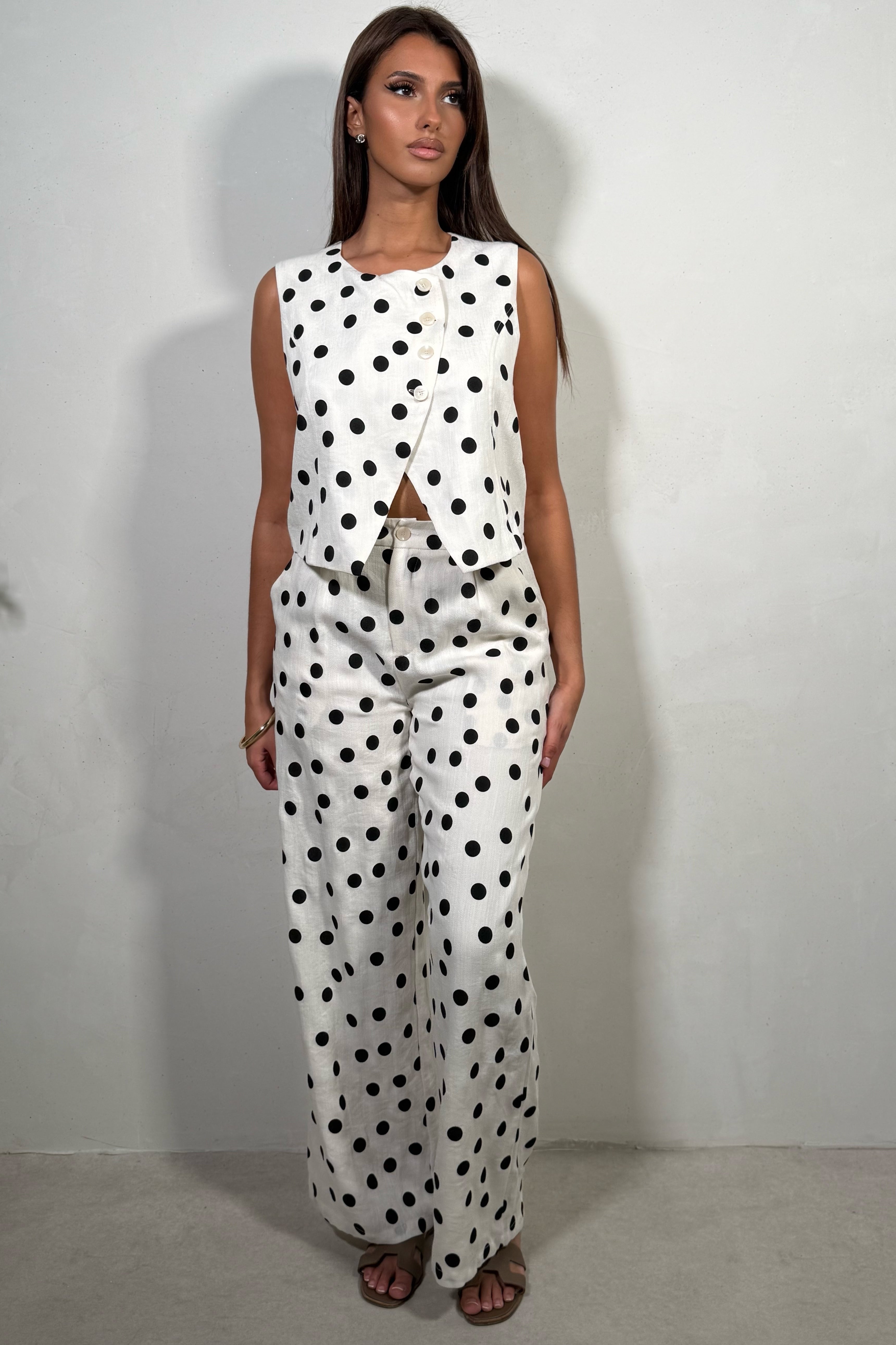 Gilet Femme Asymétrique à Pois