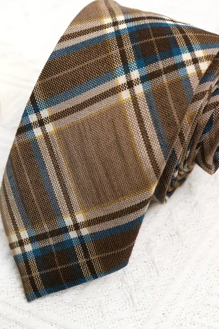 Vue rapprochée cravate à carreaux, qualité premium