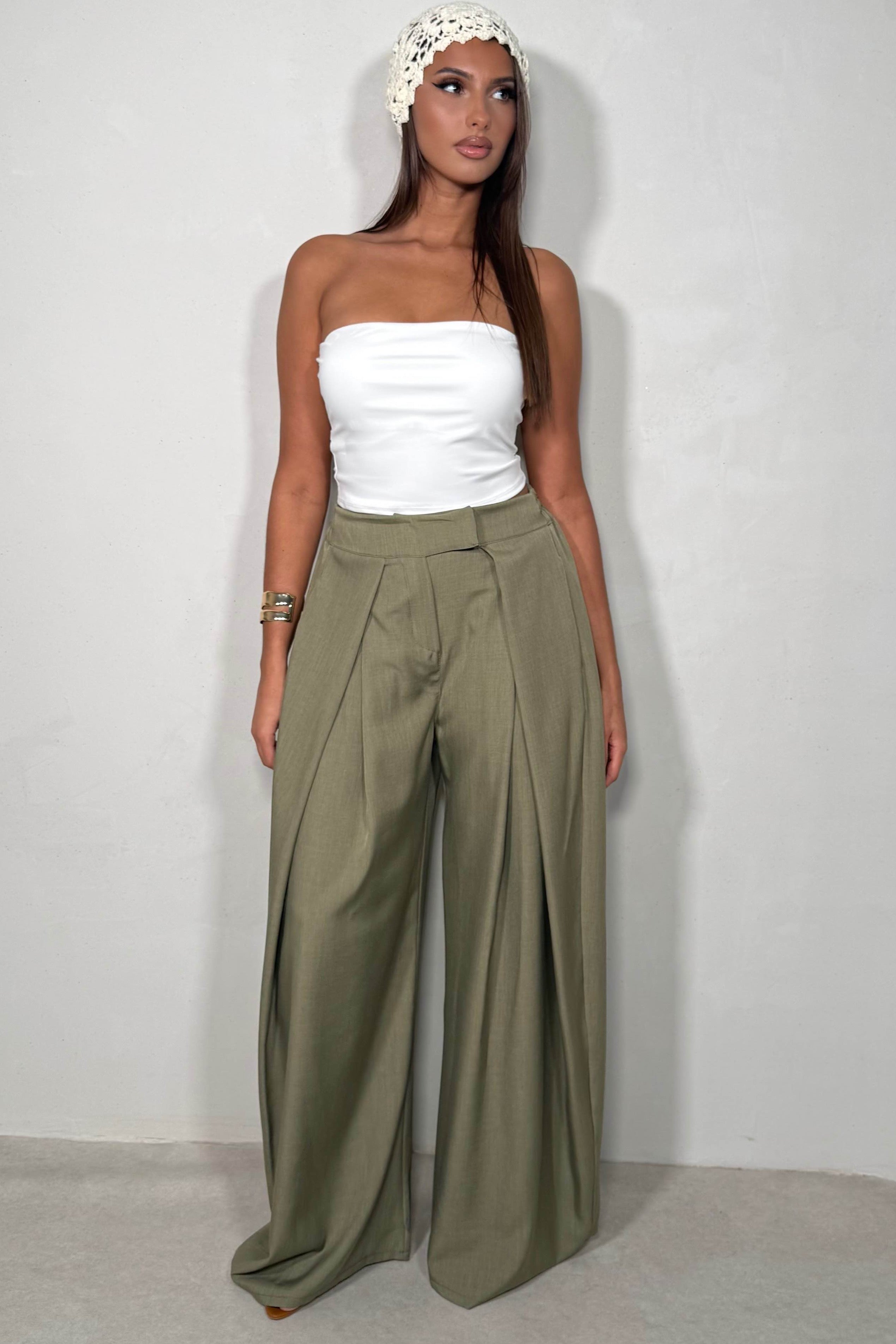 Pantalon Palazzo Large Fluide À Élastique Femme
